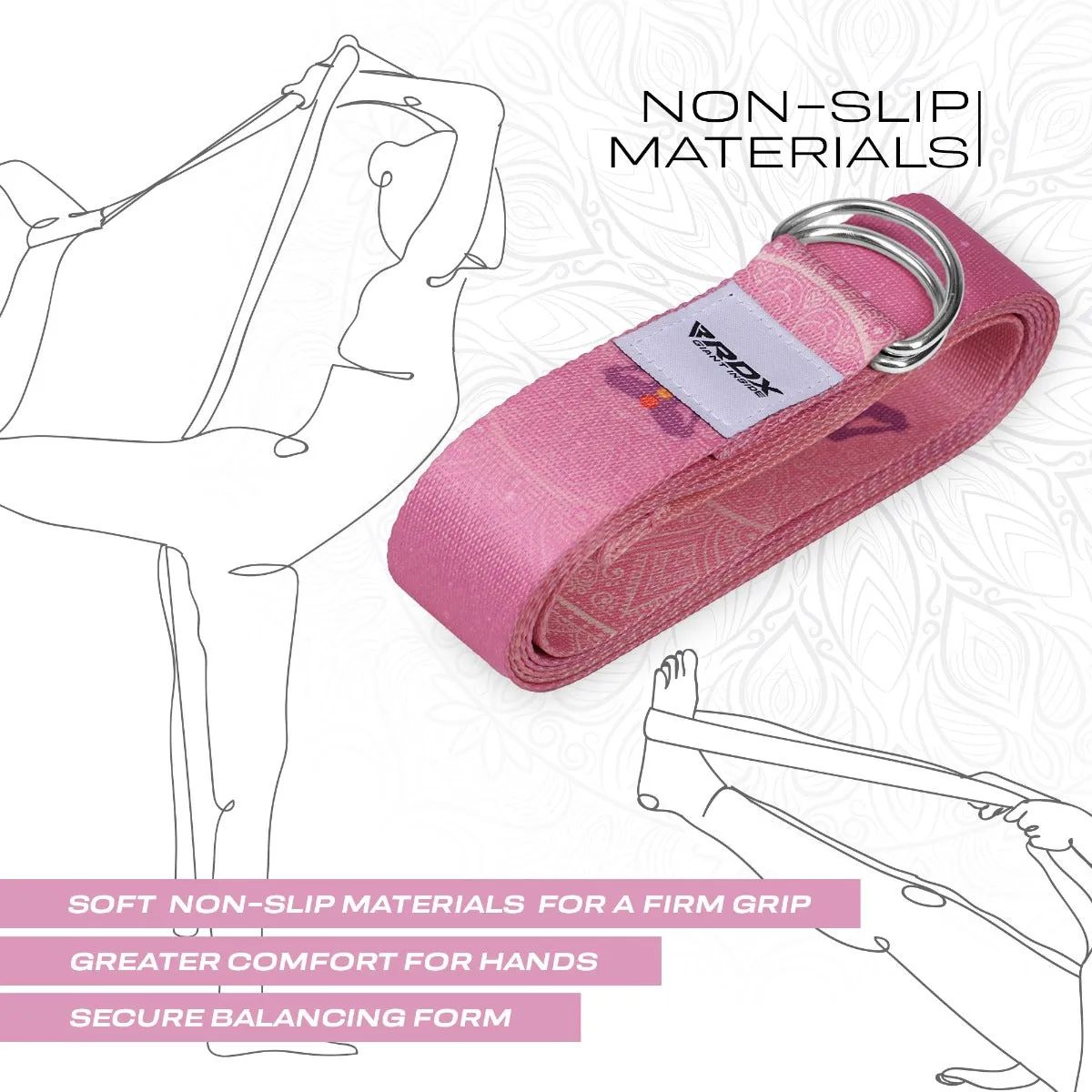 RDX F5 Cinghia Yoga Cotone Rosa stretching