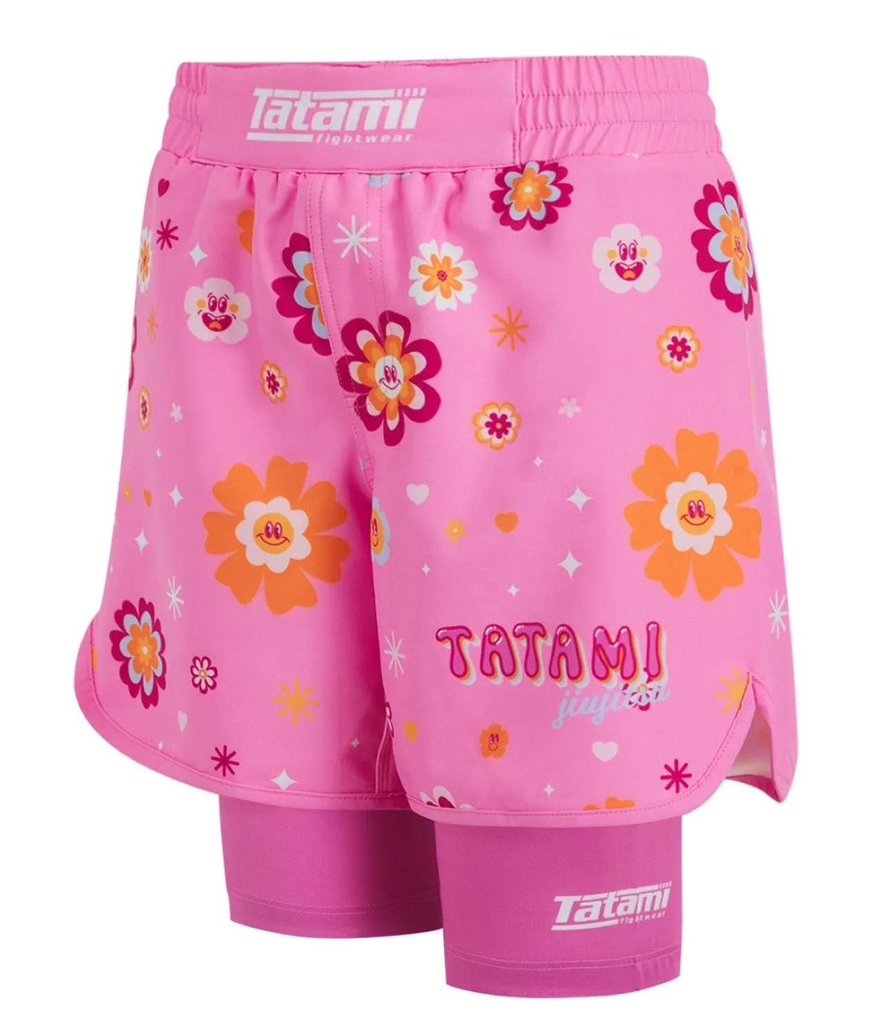 Tatami Flower Power pantaloncini no-gi donna rosa riciclati