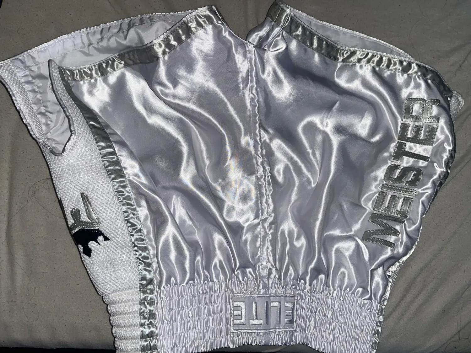 Meister Elite Muay Thai pantaloncini S bianco argento