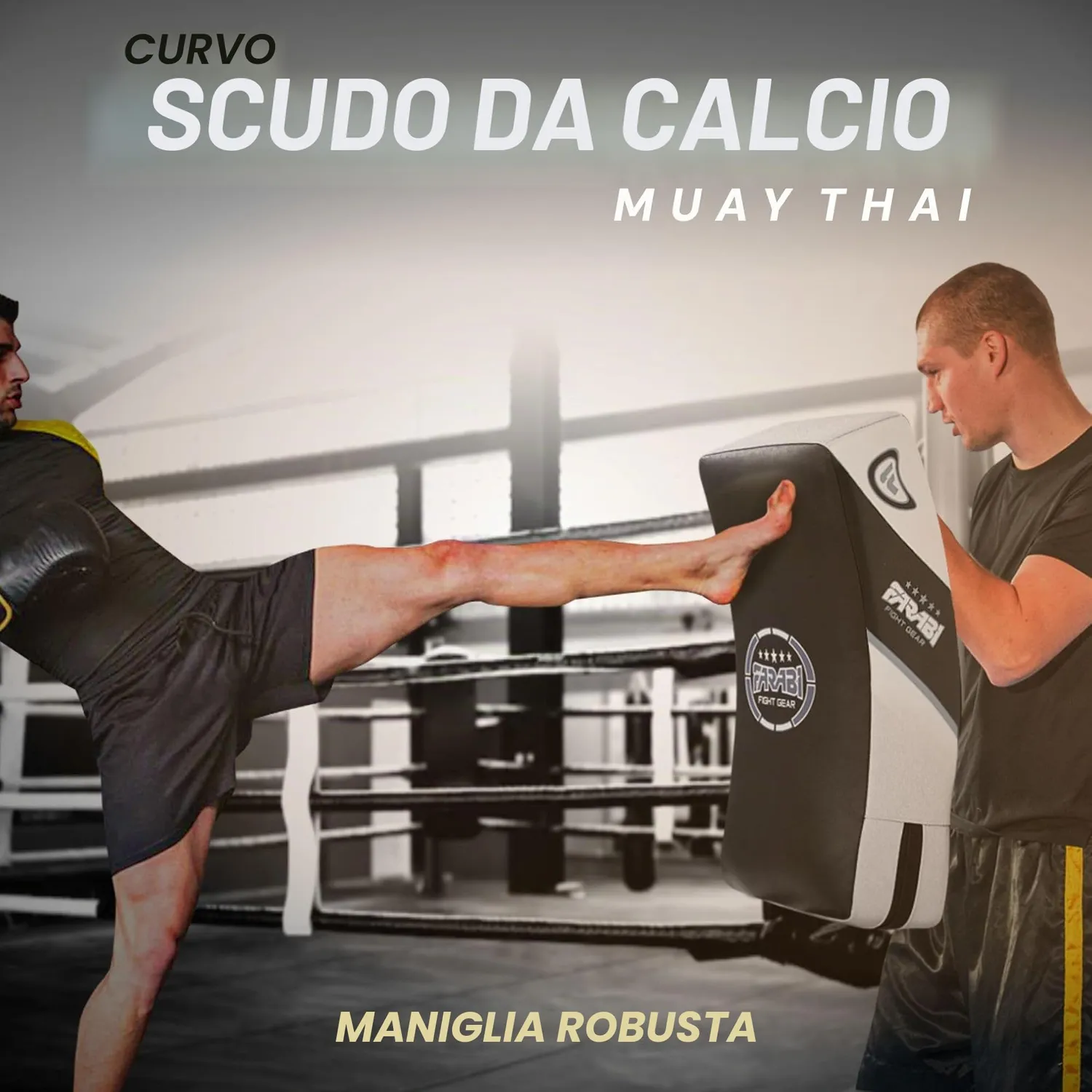 Farabi Sports scudo kick boxe bianco-nero 52x37
