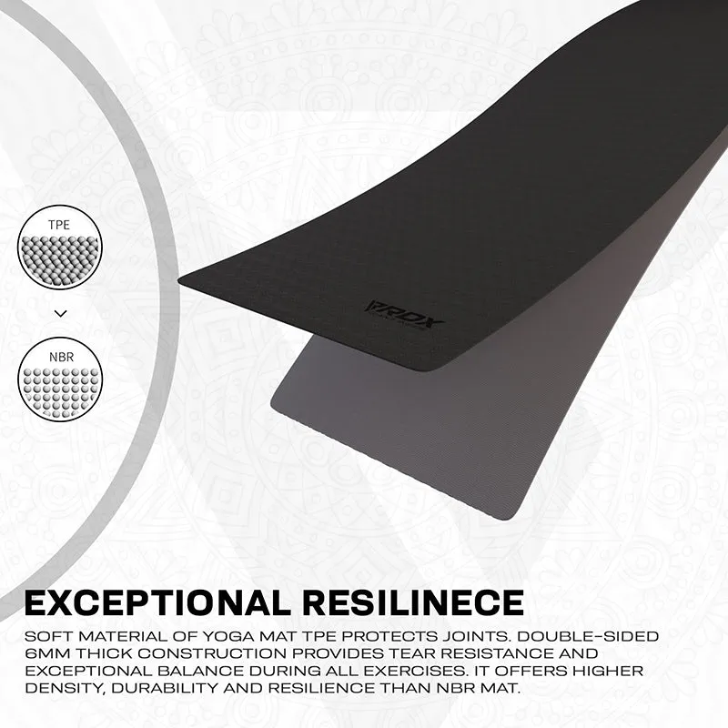 RDX BG Tappetino Yoga TPE 6mm Nero antiscivolo