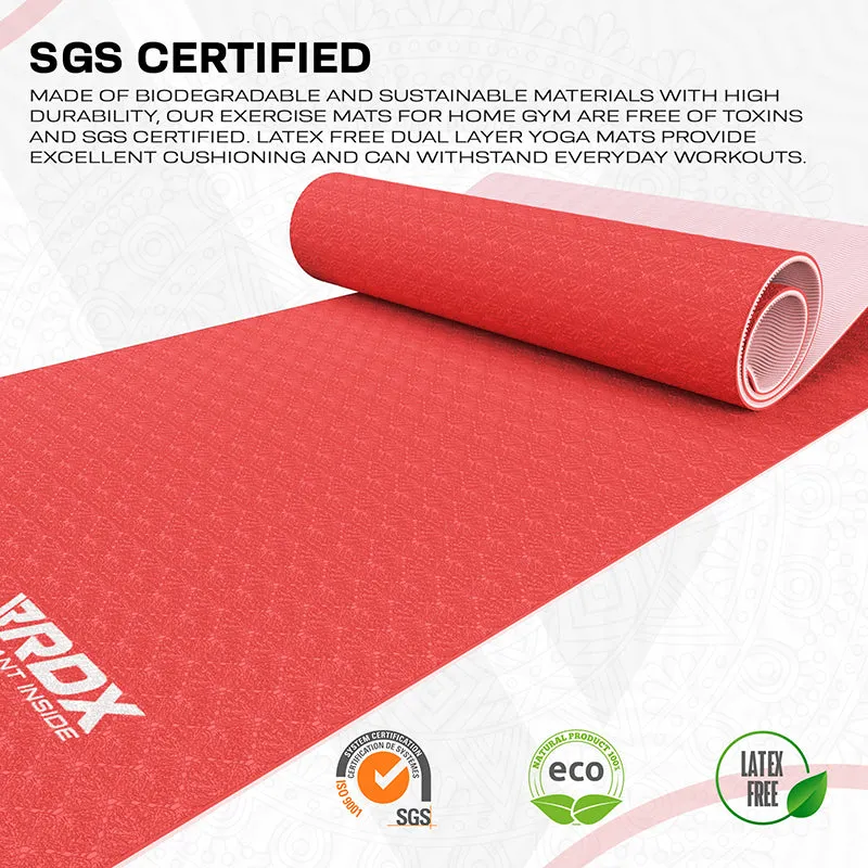 RDX PP Tappetino Yoga TPE 6mm Rosso 183x61