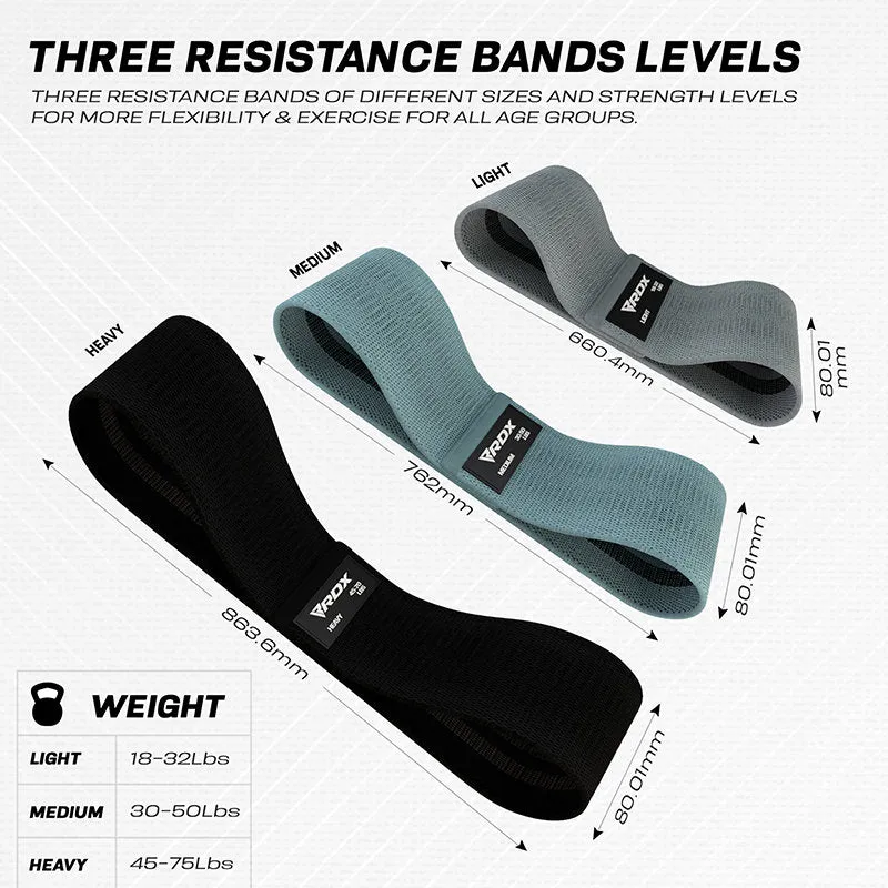 RDX CG bande elastiche tessuto set 3 pezzi multicolor antiscivolo