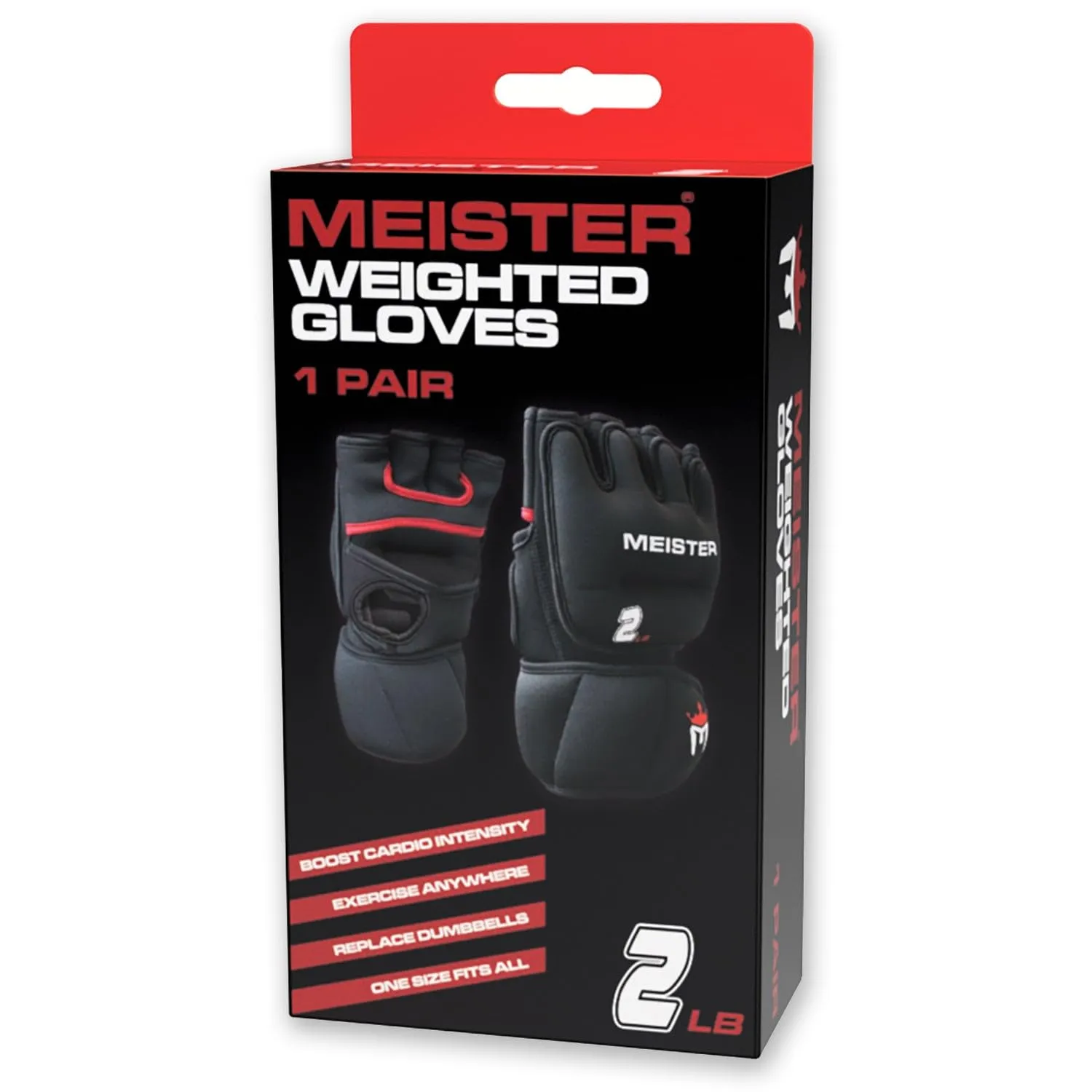 Meister guanti zavorrati 2lb coppia nero rosso neoprene