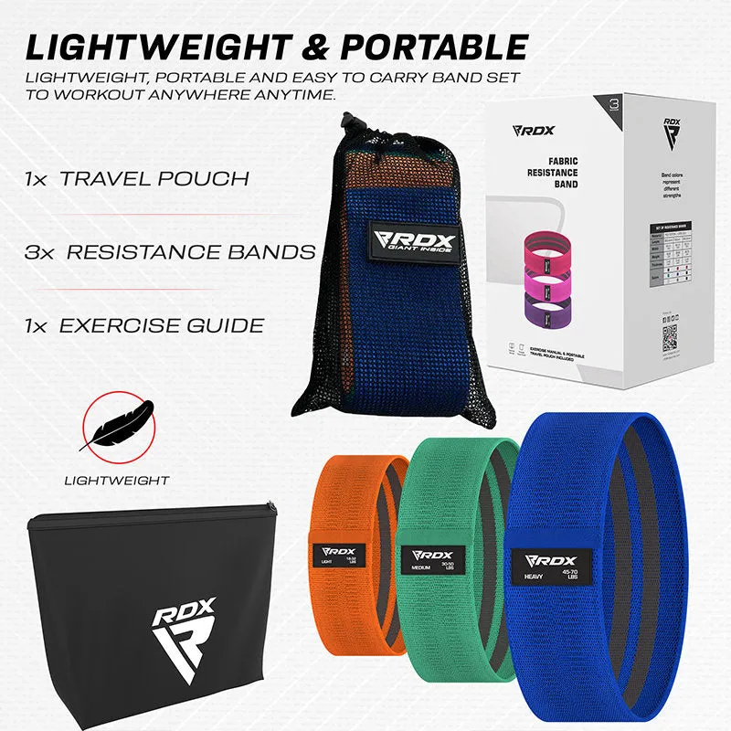RDX Fasce Elastiche Tessuto 3 Pezzi Glutei Antiscivolo