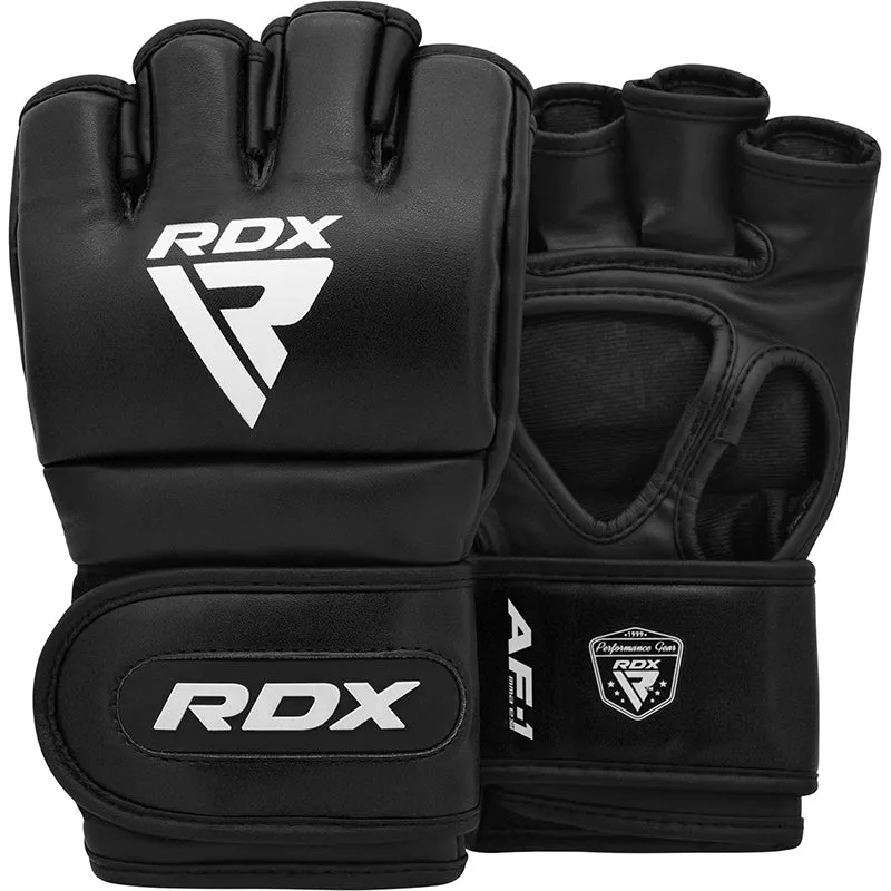 RDX F1 guanti MMA grappling 4oz neri palmo aperto