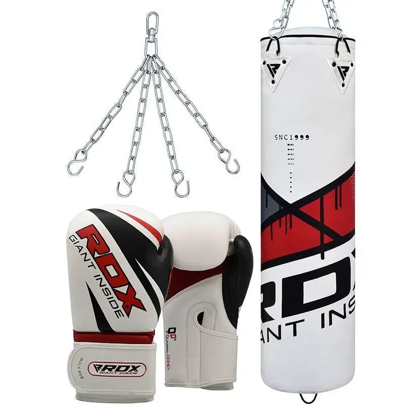 RDX F7 Ego sacco boxe 4ft bianco rosso con guanti