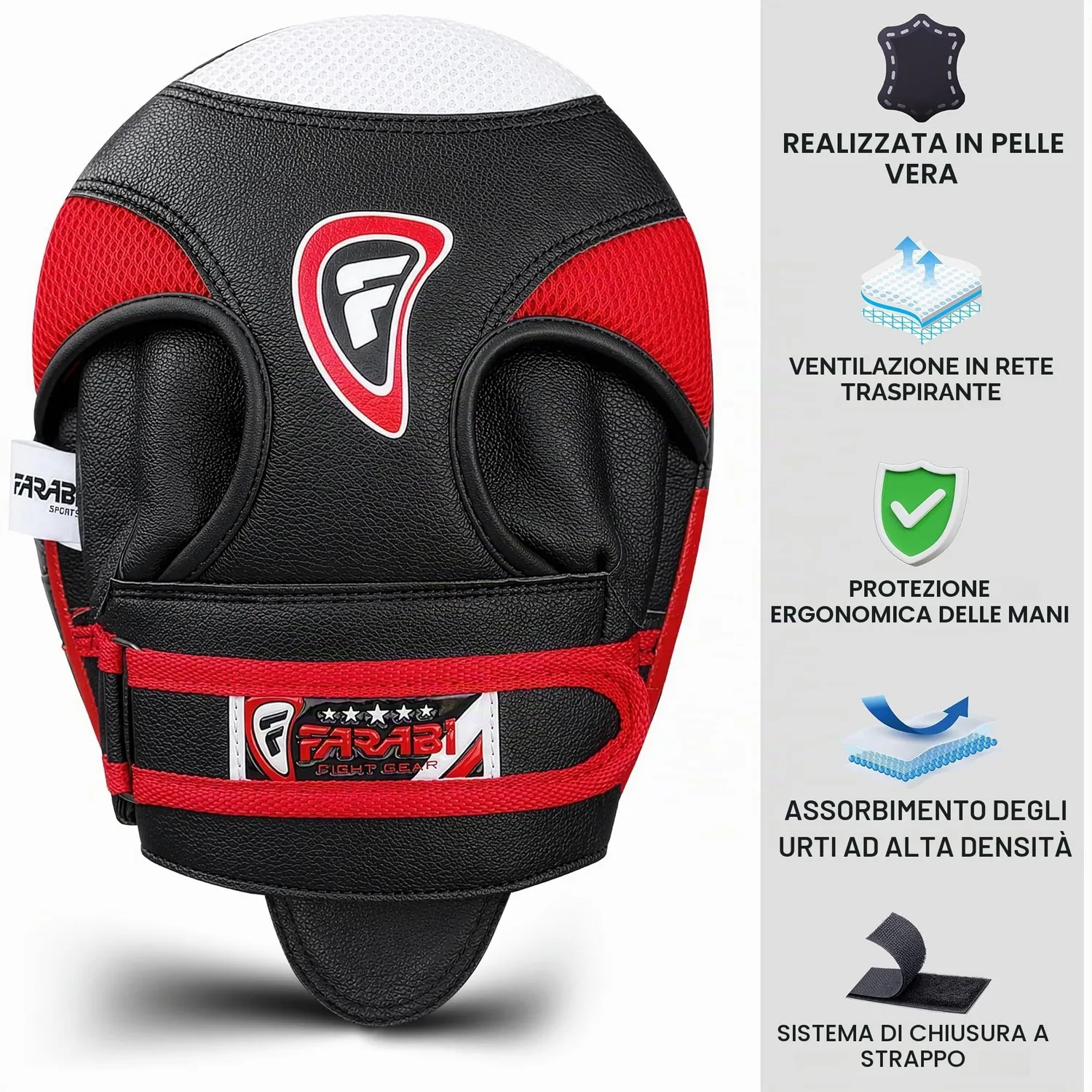 Farabi Air colpitori boxe pelle vera coppia velcro