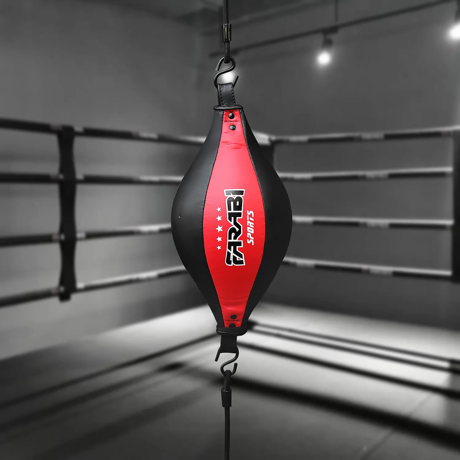 Farabi Palla Doppio Elastico Boxe ovale pelle 33cm