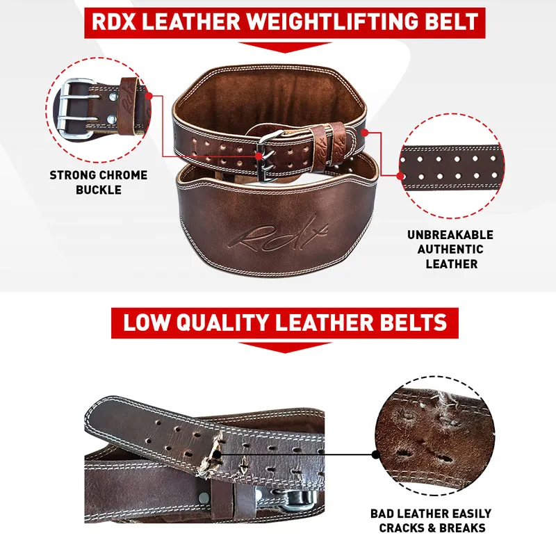 RDX Cintura Sollevamento Pelle Marrone 6 Pollici