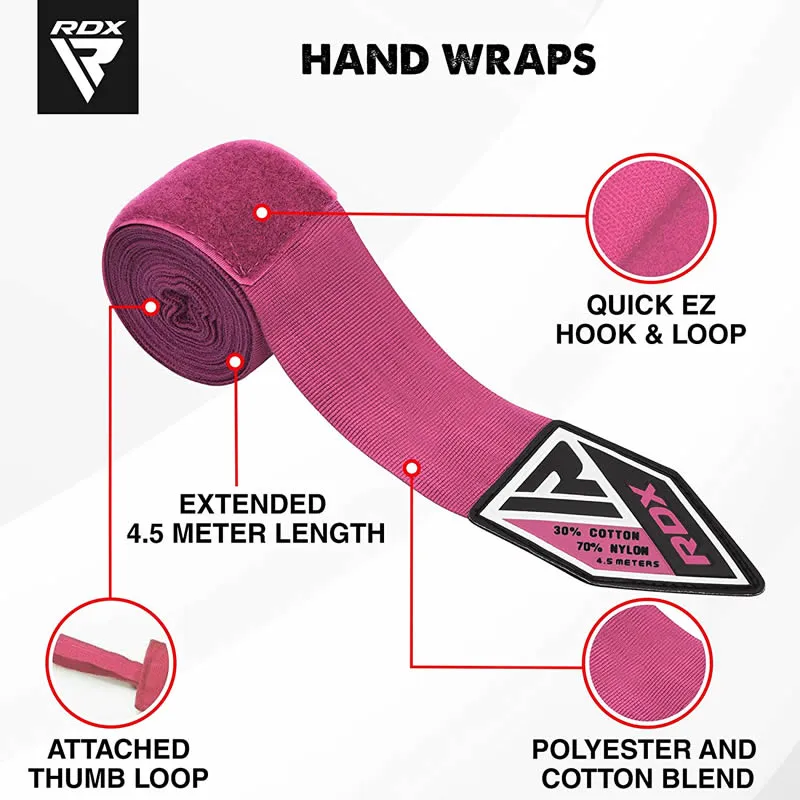 RDX RP Bendaggi boxe 4,5 m rosa donna fascia mani