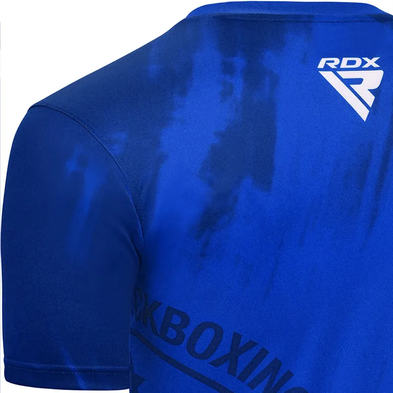 RDX WAKO T1 T-Shirt Kickboxing Blu Traspirante
