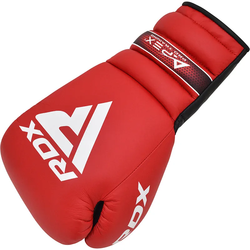RDX Apex A4 Pro guanti boxe lacci 14oz rossi sparring