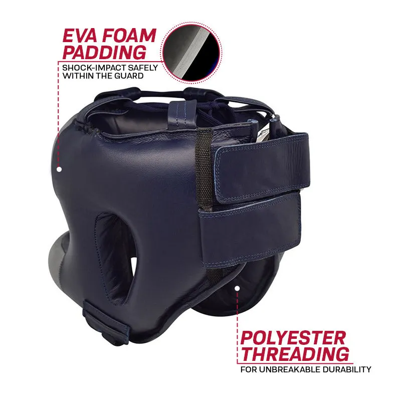 RDX O2 casco boxe blu pelle barra naso protettivo