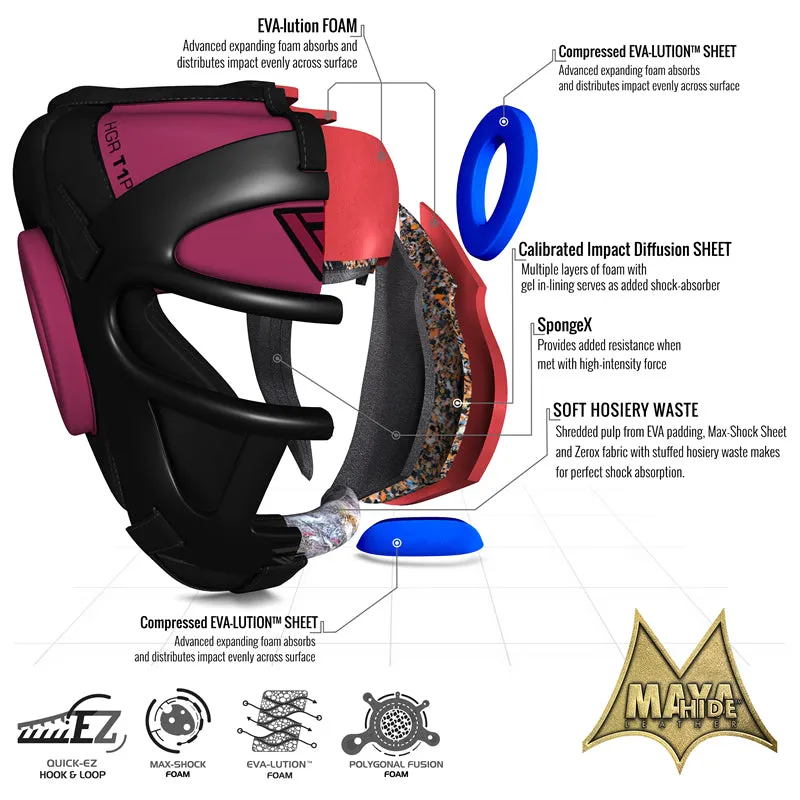 RDX T1 Caschetto Boxe Rosa con Gabbia Protettiva
