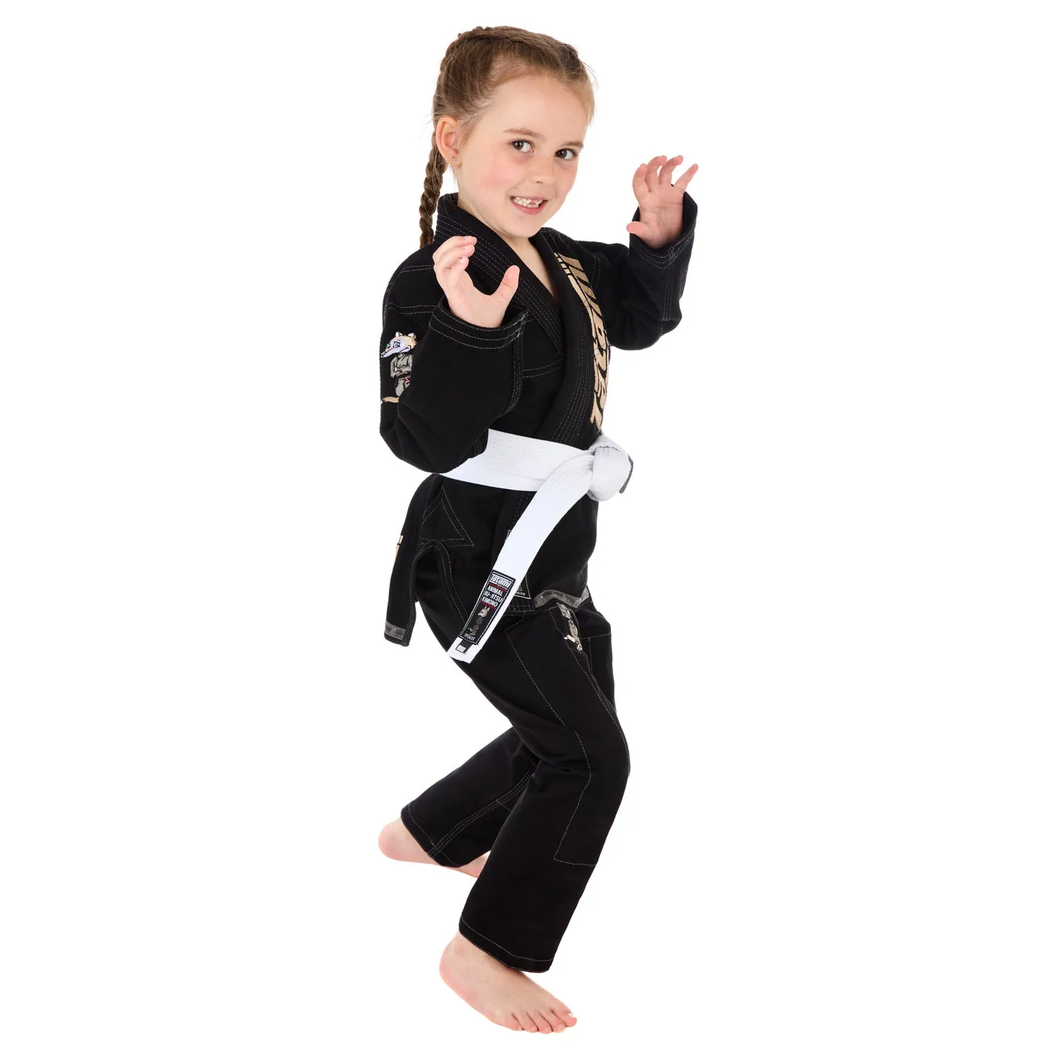 Tatami Meerkatsu Animal kimono BJJ bambino nero cotone