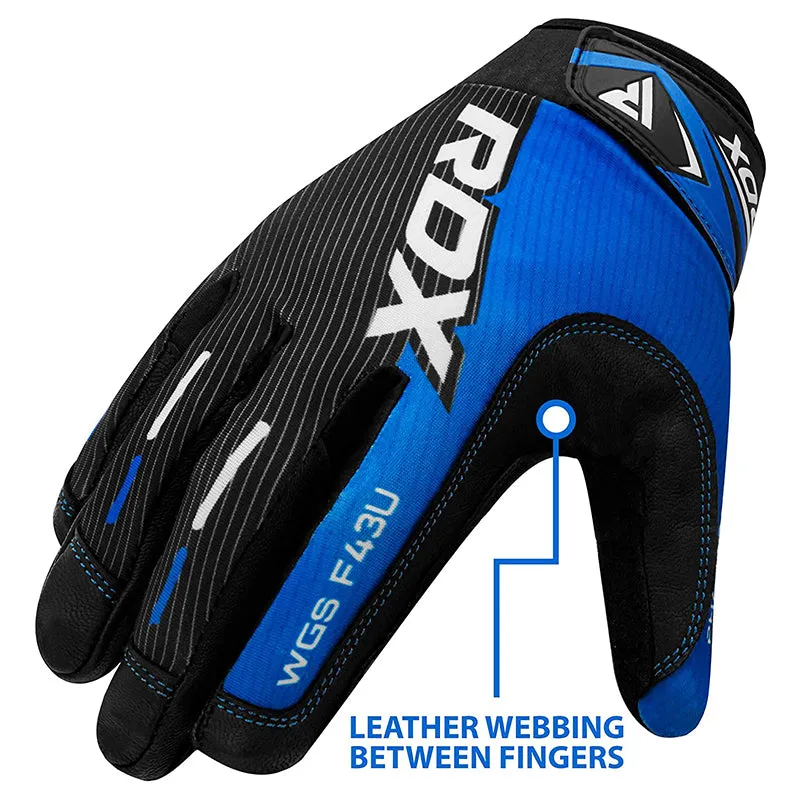 RDX F43 guanti palestra dita intere M blu pesi