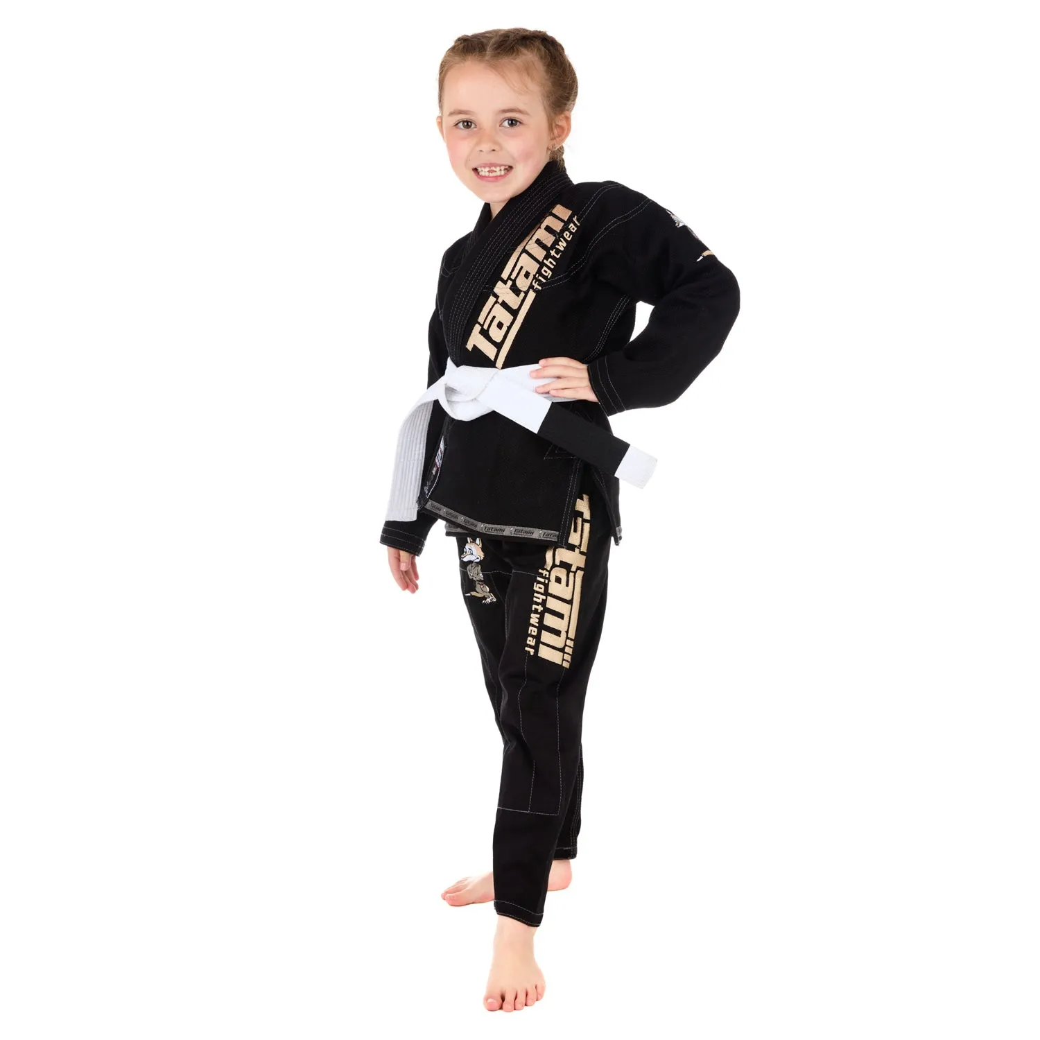 Tatami Meerkatsu Animal kimono BJJ bambino nero cotone