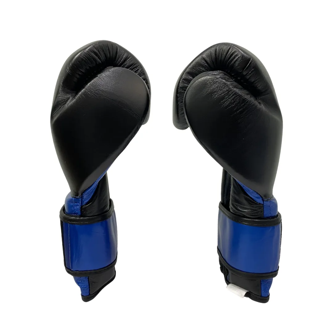 Cleto Reyes Guanti Allenamento Pelle Nero/Blu Metallico