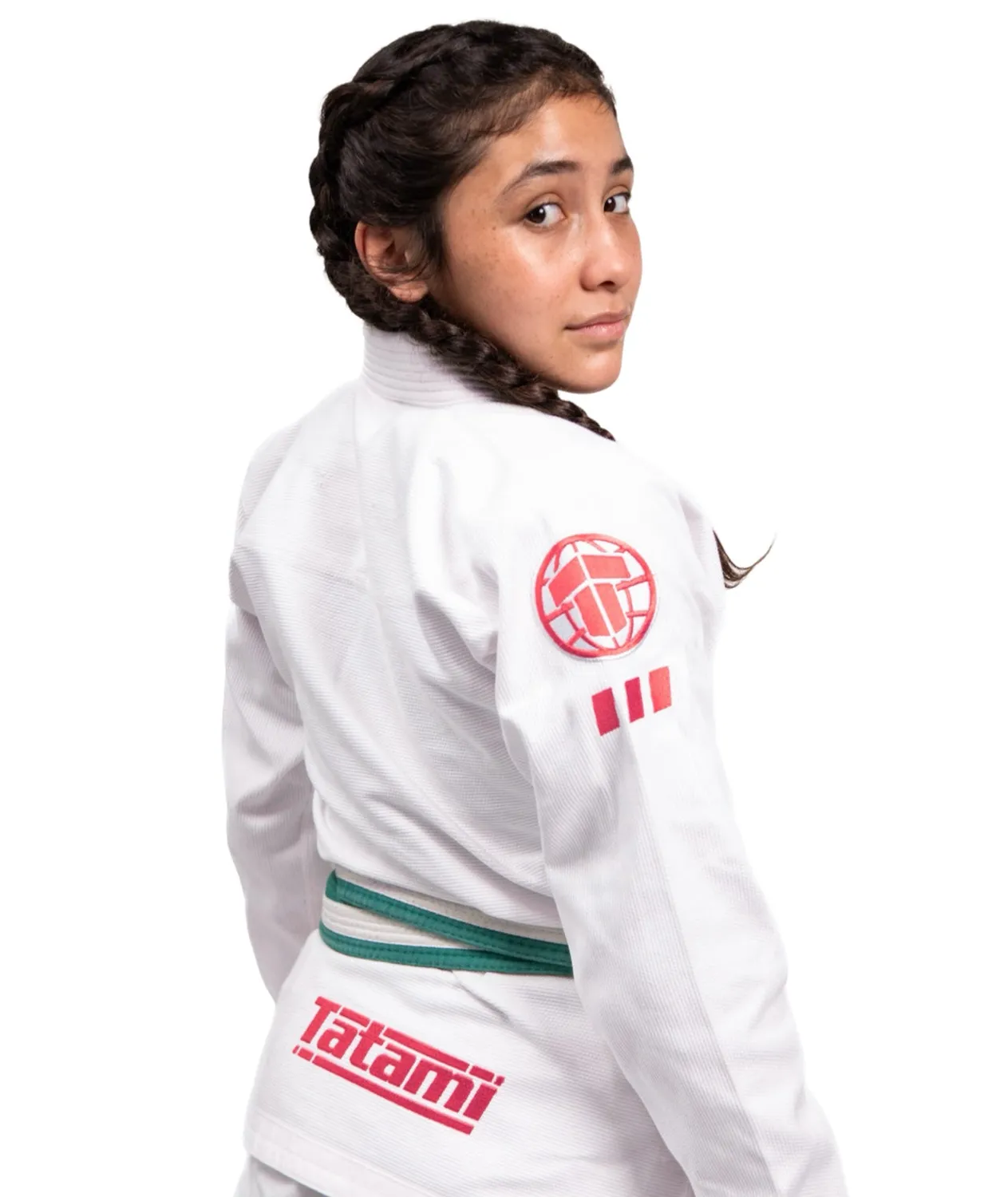 Tatami Kids Pro Series kimono BJJ bianco rosa bimbo