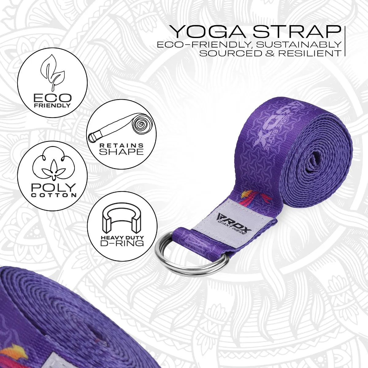 RDX F2 cinghia yoga viola in cotone antiscivolo