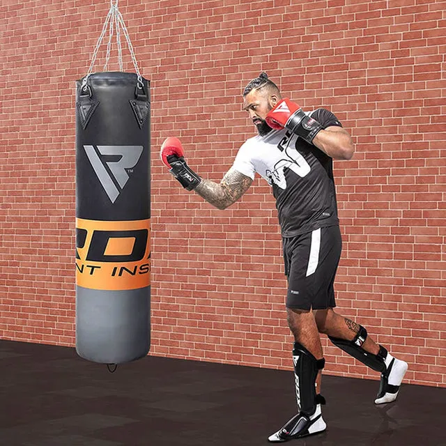 RDX F12 Sacco Boxe con Guanti Nero Arancio 4ft Maya Hide