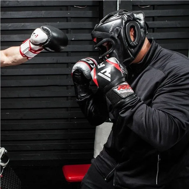 RDX T1 Casco Boxe Pelle con Maschera Removibile