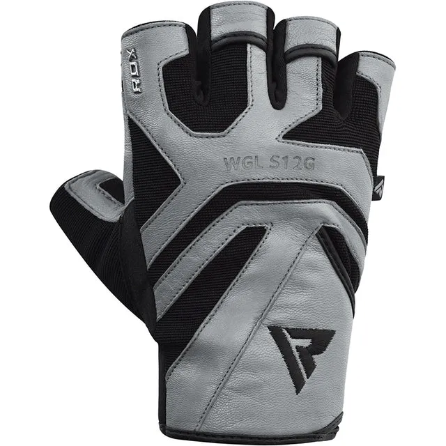 RDX S12 guanti palestra pelle neri grip