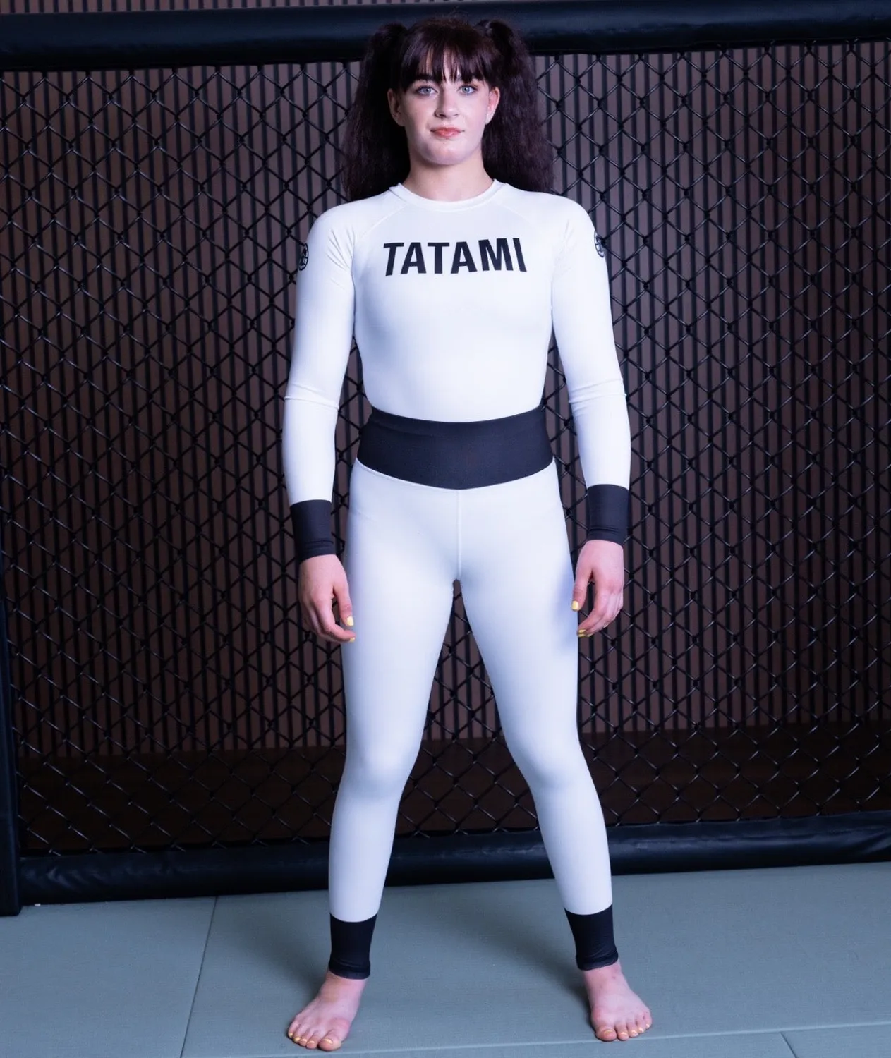 Tatami Helena Ranked Leotard bianco manica lunga