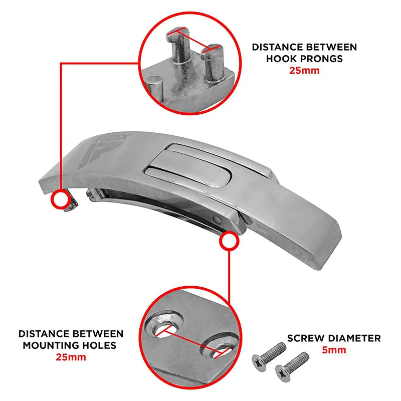 RDX T1 fibbia ricambio acciaio cintura powerlifting argento