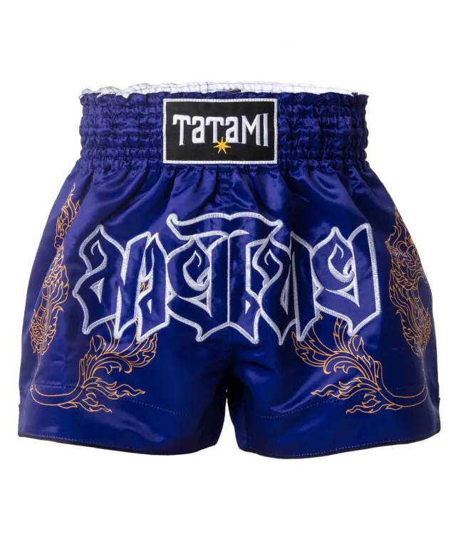 Tatami Nakmuay pantaloncini muay thai blu taglio thai