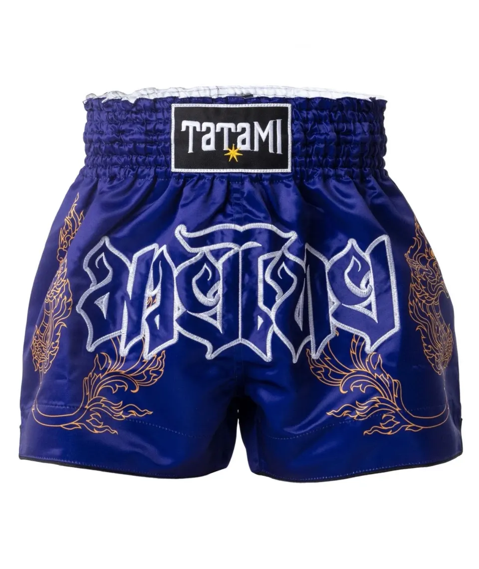 Tatami Nakmuay pantaloncini muay thai blu taglio thai