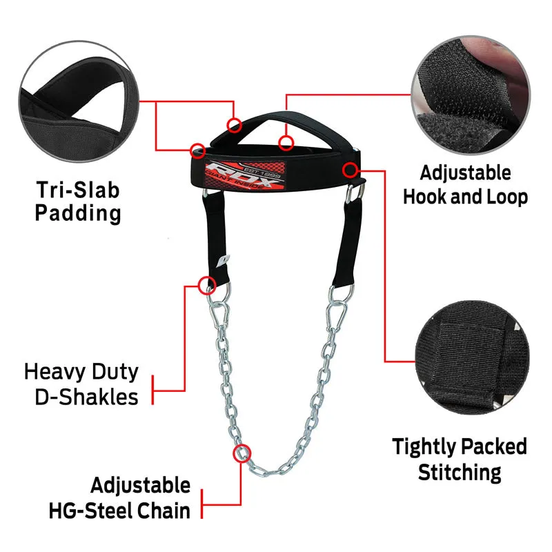 RDX H1 Imbracatura Testa Collo Neoprene Nera Catena