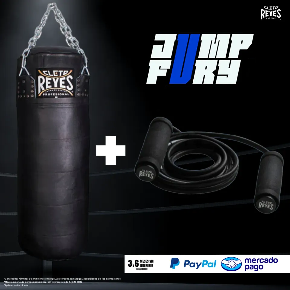 Cleto Reyes Knockout kit sacco boxe L + corda pelle