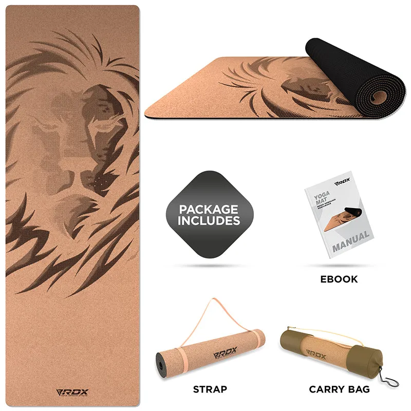 RDX D1 tappetino yoga sughero 6mm marrone