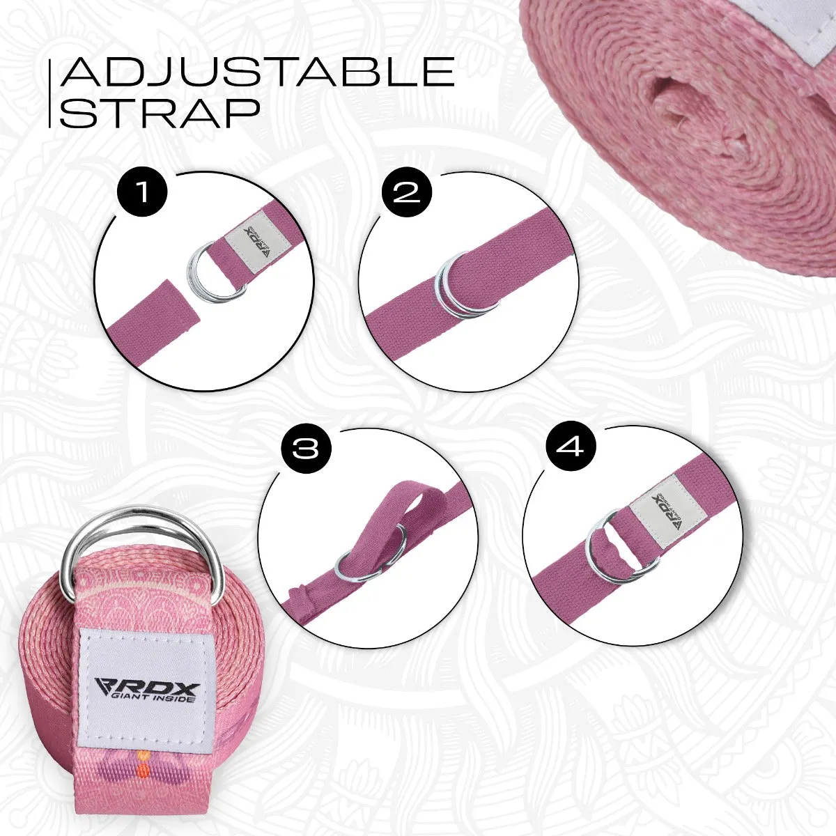 RDX F5 Cinghia Yoga Cotone Rosa stretching