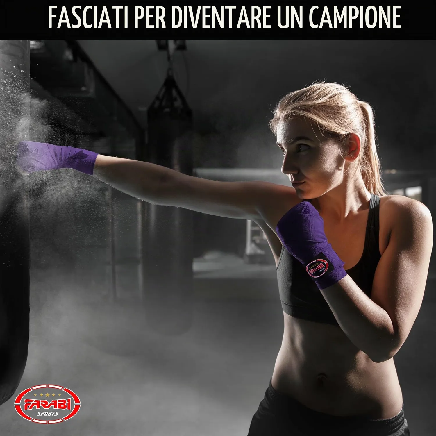 Farabi fasce boxe 4,5 m viola poliestere elastiche