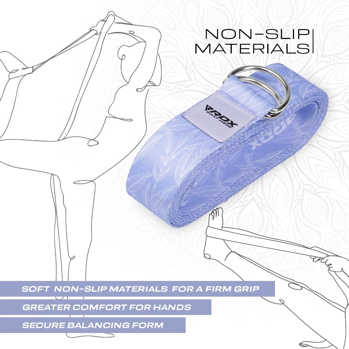 RDX F17 Cinghia Yoga Cotone Antiscivolo Blu 244 cm