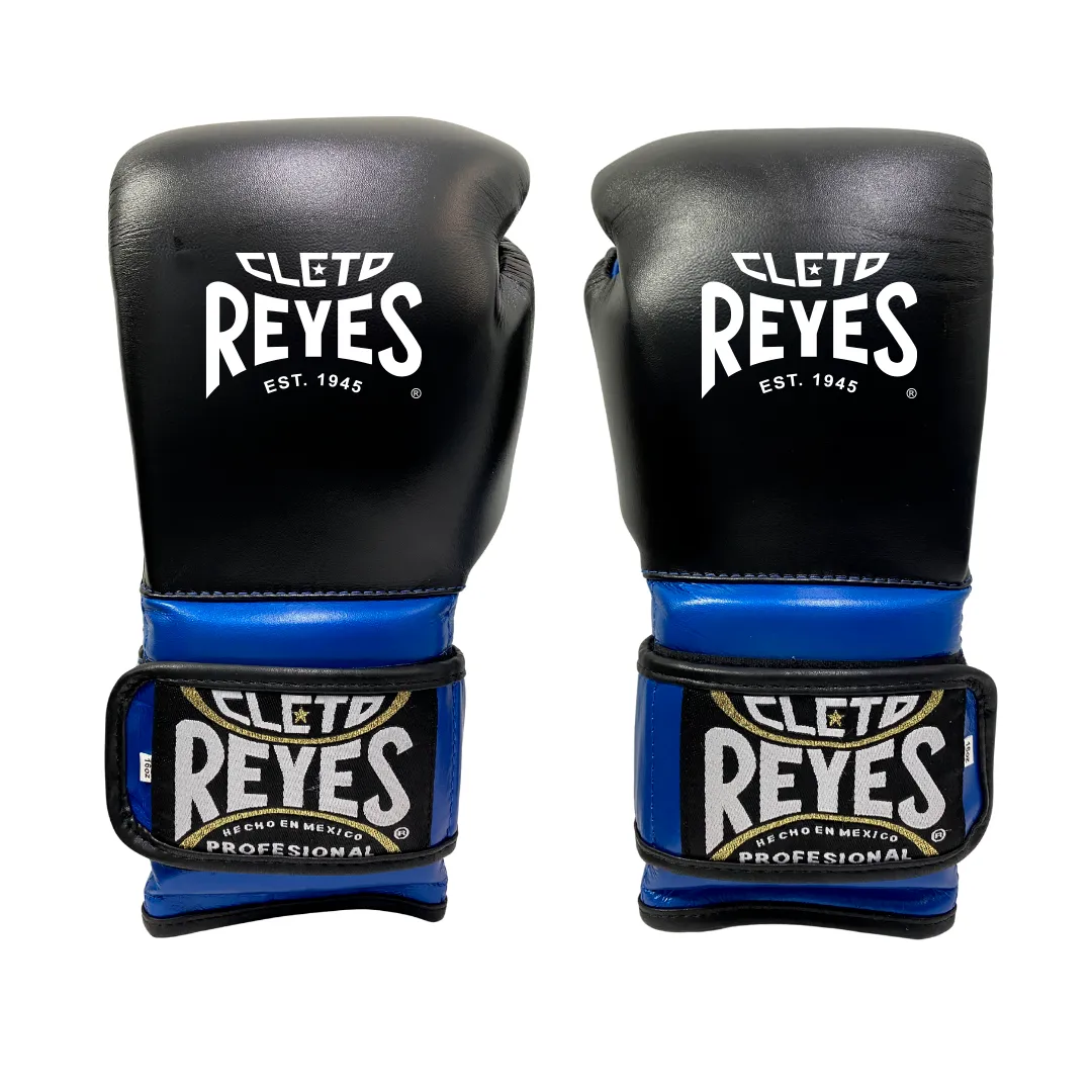 Cleto Reyes Guanti Allenamento Pelle Nero/Blu Metallico