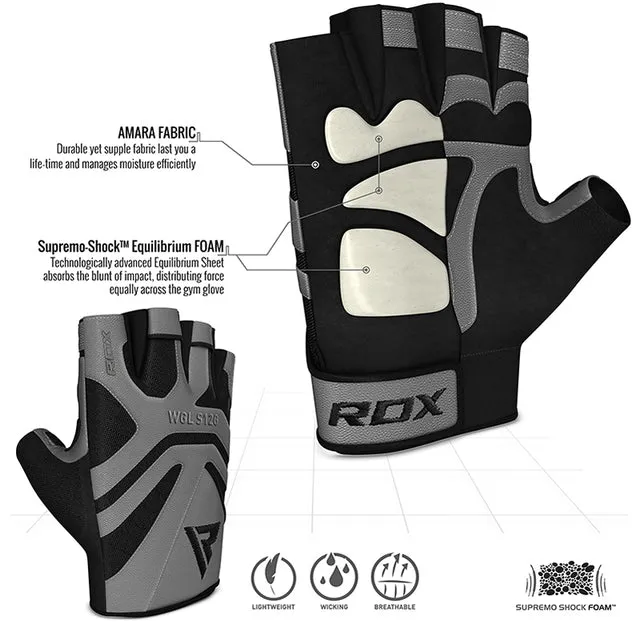 RDX S12 guanti palestra pelle neri grip