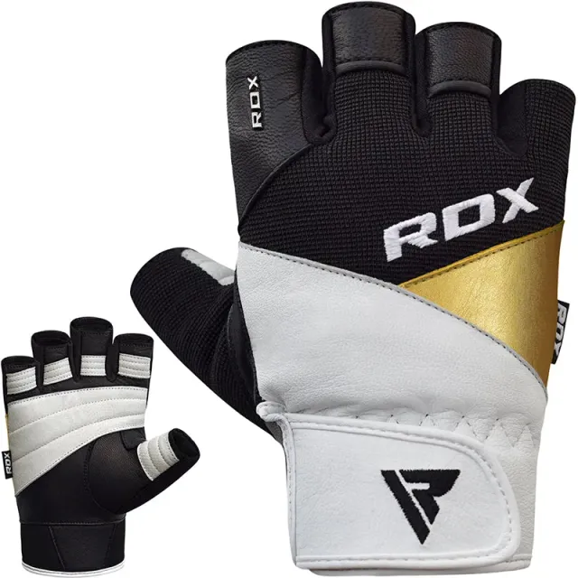 RDX S11 guanti palestra pelle mezza dita presa barra