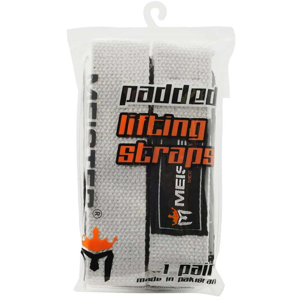 Meister cinghie sollevamento pesi neoprene bianco antiscivolo paio