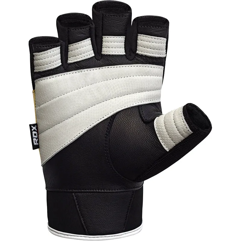 RDX S11 guanti palestra pelle mezza dita presa barra